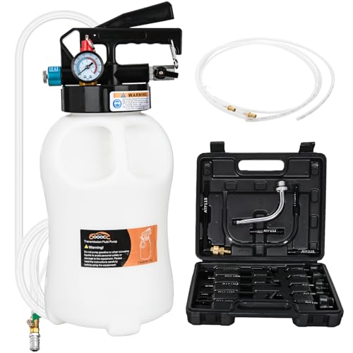 GOOACC Transmission Fluid Pump Kit 10L Automotive Pneumatic Oil Fluid Extractor ATF Refill Dispenser Transfer Pump with 15 ATF Filler Adapters 2.6 Gal 2 Way Vacuum Fluid Evacuator Oil Change Tool Set - size: 10L