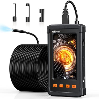 50FT Endoscope Camera with Light, Oiiwak Snake Borescope Endoscope Inspection Camera for Pipe Sewer Drain Plumbing Inspection 1080P HD 4.3" IPS Screen IP67 Waterproof - style: Singlel Lens-8.5mm