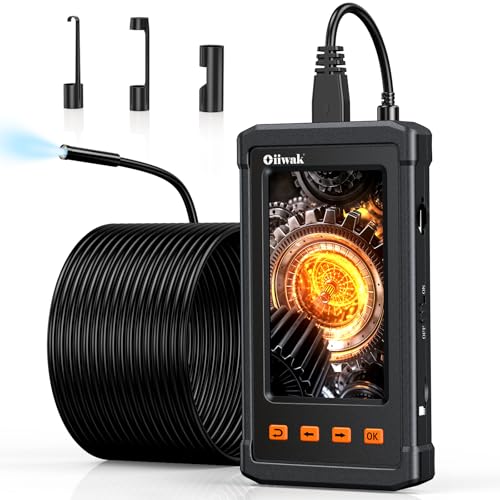 50FT Endoscope Camera with Light, Oiiwak Snake Borescope Endoscope Inspection Camera for Pipe Sewer Drain Plumbing Inspection 1080P HD 4.3" IPS Screen IP67 Waterproof - style: Singlel Lens-8.5mm
