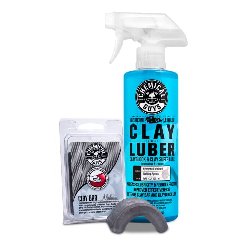 Chemical Guys, Clay Bar & Luber Kit, Medium Duty, Paint Prep, 2-Piece Set | Medium-duty clay bar with lubricant lifts bonded grime and overspray, prepping smooth paint for wax or sealant - style: Medium Clay Bar Kit