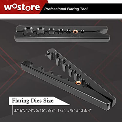 Wostore Tubing Flaring Tool Kit - 7 Dies for Eccentric Flares on 3/16-3/4 inch Copper Pipes - Ideal for Refrigeration HVAC Plumping Work - size: 7 Sizes Tool