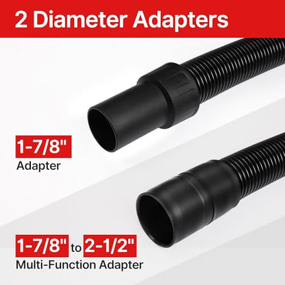 Shop-Vac 8 FT X 1-7/8" Universal Hose, Replacement Hose Compatible with Rigid, Dewalt, Husky, Craftsman, Bauer, Masterforce Vacuum Cleaners - size: 8' X 1-7/8"