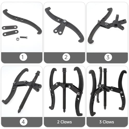 ChgImposs 10 Inch 2 Jaw / 3 Jaw Gear Puller, Multifunction Standard Carbon Steel Bearing Puller with 4 Single Hole Claw Pullers for Car/Mechanical Repairing - size: 10 Inch