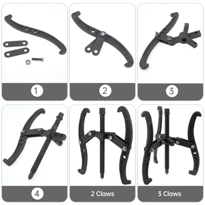 ChgImposs 10 Inch 2 Jaw / 3 Jaw Gear Puller, Multifunction Standard Carbon Steel Bearing Puller with 4 Single Hole Claw Pullers for Car/Mechanical Repairing - size: 10 Inch