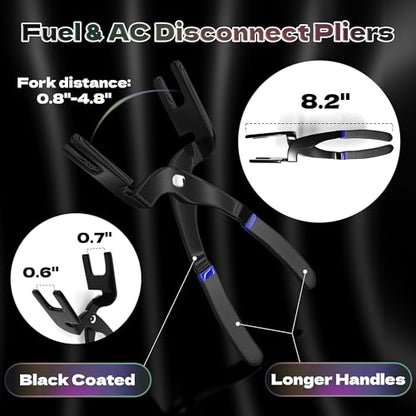 KJE 26PCS Master Quick Fuel Line Disconnect Tool Set, GM Fuel Line Disconnect Tool Kit with Fuel & A/C Disconnect Pliers, Transmission Line Removal Tool for Ford and More use, BLACK - size: 26PCS
