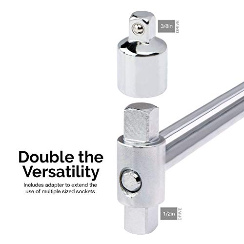 Tooluxe 03703L Dual Drive Beam Style Torque Wrench | 3/8” & ½” Drives | 17” Length | 0-150 Ft-Lbs | SAE | Premium Steel Alloy - size: (Pack of 1)