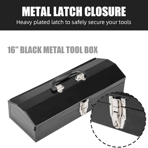 Portable Tool Box, Metal Tool Box, 4 Non-Slip Foot Pads, Ideal for Trailer, Mechanic, DIY-ers, Car Toolbox, Workshops, Garages, Repair Shops,Black - size: 1P-Black