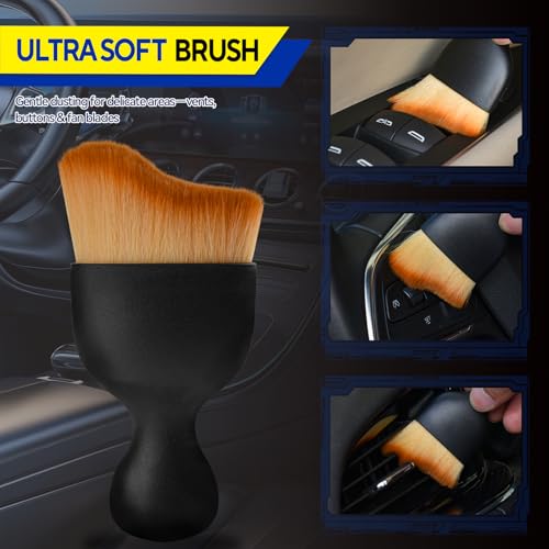 2PCS Car Detailing Brush, Automotive Interior Dusting Brush, Soft Car Interior Cleaning Tool for Dashboard Interior, Leather, Keyboard, Scratch-Free - size: 2PCS-A