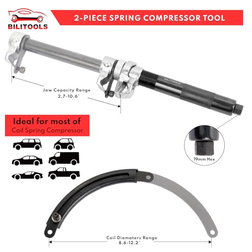 BILITOOLS 2-Piece Coil Spring Compressor Tool and 17-Piece Pass Through Socket Set