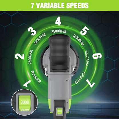 WORKPRO 20V Cordless Car Buffer Polisher Kit with 4.0Ah Battery, 7-Speed | 2000 to 5000 RPM, Pulidora De Autos, for Car Polishing & Waxing