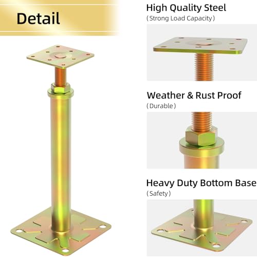House Jacks for Leveling, 6 Pack Adjustable Telescoping Floor Jack Post, 11 to 16 Inch Range, Temporary Foundation Support - size: 11 inch-16 inch 6 Pack