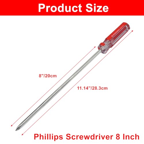 Phillips Screwdriver 8 Inch, Long Screwdriver #2 Extra Long Shaft Cross Head Screwdriver - size: 8 Inch #2