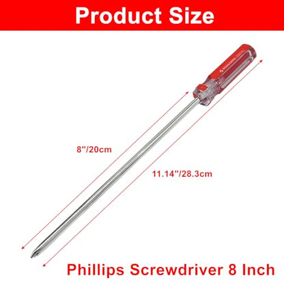 Phillips Screwdriver 8 Inch, Long Screwdriver #2 Extra Long Shaft Cross Head Screwdriver - size: 8 Inch #2