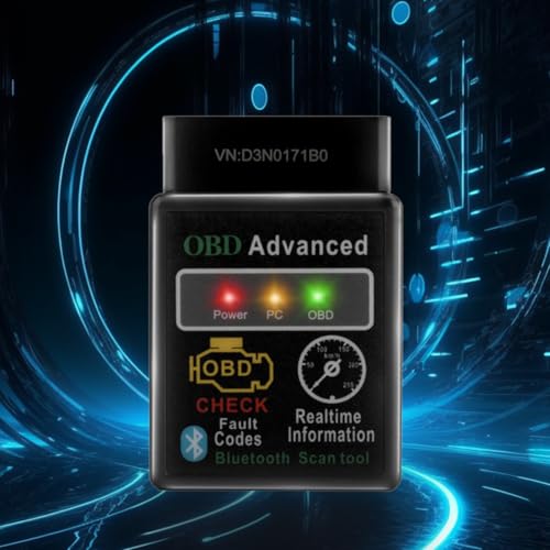 OBD2 Car Diagnostic Scan Tool - Engine Fault Reader, Live Data, iOS & Android Support, Automotive, ≤36V Voltage (Black)