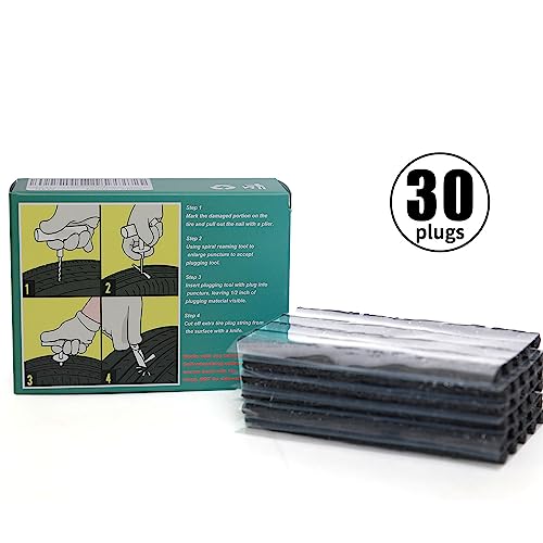 30pcs 4" Tire Plugs Heavy Duty.Tire Repair Plugs（Black） | Tire Plugs for Puncture Repair are Suitable for Tubeless Tires Car, Light Truck, Motorcycle, ATV, UTV. etc.… - style: Tire Plugs (30PCS)