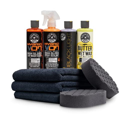 Chemical Guys, Black Car Care Kit for Dark Paint, 9-Piece Detailing Set | Soap, wax, detailer, towels and applicators chosen for black and dark paint, a full wash, shine and protect set - style: Kit - 9 Items
