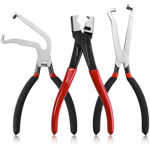 Electrical Disconnect Pliers 3pack Fuel Line Pinch Clamp Crimp Tools | Automotive Tools Connector Clamps, Ignition Coil Safety Wire Plier, for Cars Trucks Clamp Repair - color: Carbon Steel