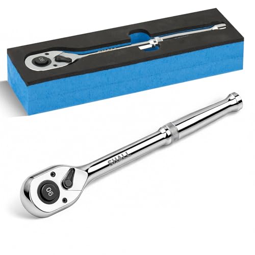 SHALL 90-Tooth 1/2-Inch Drive Ratchet Wrench, Quick-Release & Reversible, Full Polished Ratchet Wrench Made of Chrome Alloy, Gifts for Men Women Dad Mom - size: 1/2"