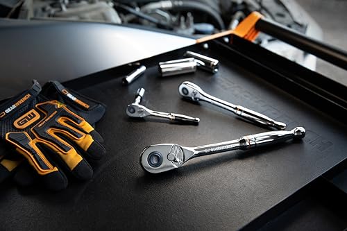 GEARWRENCH 3 Piece 1/4", 3/8” and 1/2" Drive 90-Tooth Quick Release Teardrop Ratchet Set | 81310T - style: 3 Piece