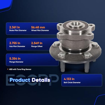 ECCPP 512438 Wheel Bearing Hub Assembly for Chevrolet Sonic 2012-2016 | for Buick Encore 2013-2016 5 lugs w/ABS Sensor Pre-Greased Sealed - size: 512438