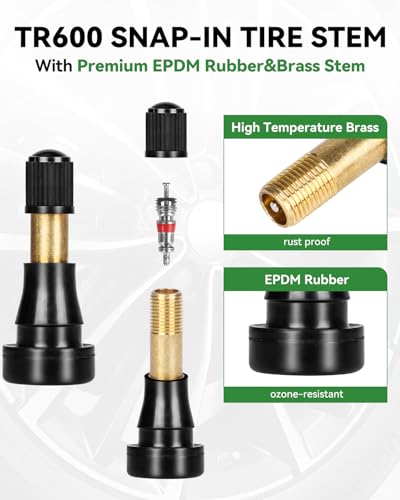 50 Pcs TR600HP Snap-in Tire Valve Stems, High Pressure Heavy Duty Rubber Tubeless Valve Stems Fit 0.453" (11.5mm) Rim Holes for High Performance Vehicles, Heavy Duty Trucks - size: TR600HP