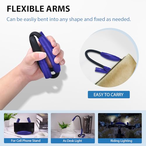 LUXJET Neck Reading Light & Book Lights - 3 Color & 6 Brightness, 80H Rechargeable, Flexible Arm - Christmas Gift White Elephant Gifts for Book Lovers - color: Dark Blue