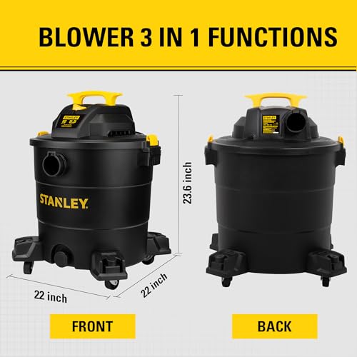 STANLEY 12 Gallon 5.5HP Wet/Dry Vacuum,3-in-1 Vacuum Blower & Pump, Heavy-Duty for Wet/Dry Messes, Dust & Water, Ideal for Garage Jobsite Home, SL18199P - color: Sl18199p-1