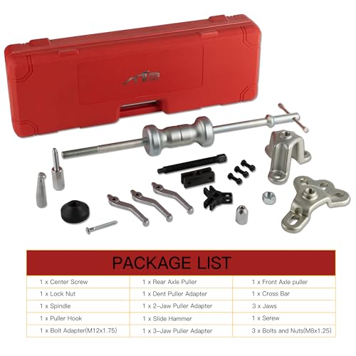 9 Way Slide Hammer Puller Set, 5.1lb Heavy Duty, Front Wheel Hub Bearing Remover & Rear Wheel Axle Hub Dent Shaft Puller Tool Kit - size: 9 Way