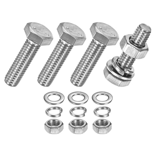 M METERXITY 4-Pack Hex Head Screw Bolt with Nuts Flat & Lock Washers M6x22mm Stainless Steel Bolts and Nuts Kit Fully Threaded Metric Bolt Assortment for Equipment/Machinery - size: M6 x 22mm
