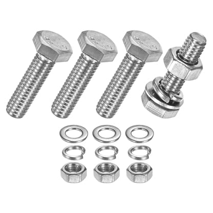 M METERXITY 4-Pack Hex Head Screw Bolt with Nuts Flat & Lock Washers M6x22mm Stainless Steel Bolts and Nuts Kit Fully Threaded Metric Bolt Assortment for Equipment/Machinery - size: M6 x 22mm