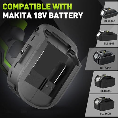 850Nm (630Ft-lbs) Cordless Impact Wrench for Makita 18V Battery, Brushless 1/2 Impact Gun, Electric Impact Wrench for Car Tire, Mower Lug Nut, 3-Speed, 4 Cr-V Sockets(BATTERY NOT INCLUDE) - style: 850N.m with NO Battery