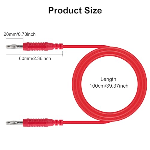 2Pack 4mm Banana Plug Test Leads Dual-Ended Multimeter Electrical 4mm Banana-Plug Silicone Flexible Copper Cable 1 Meter for Multimeter & Oscilloscope Testing - color: 2set banana to banana