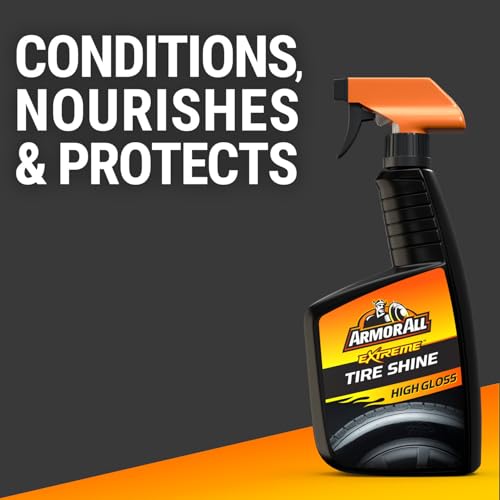 Armor All Tire Shine Spray, Even Shine, Minimal Overspray, 2 Count | No-wipe formula for clean, dry tires; apply after cleaner and let dry for 5 mins and elevate your car cleaning supplies - style: Trigger Bottle