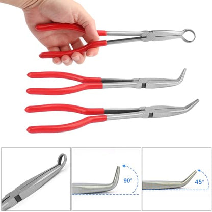 5 PCS Long Reach Hose Grip Pliers, Long Needle Nose Pliers For Steel Wire, Copper Wire, Iron Wire, Car Maintenance, Home Appliance Maintenance, And Electrician Maintenance,by GENHAKON - size: 5 PCS