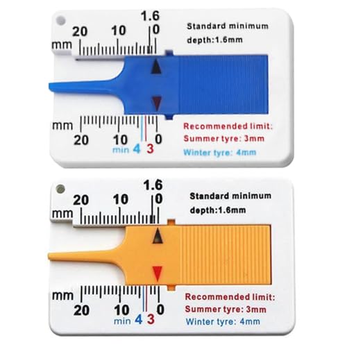 Generic Tread Depth Gauge for Tyres,Tyre Tread Depth Gauge, Auto Car Tyre Tread Depth Gauge Caliper Tire Ruler Vernier Depth Indicator Tire Wheel easure Tool (2PCS) - color: 2PCS