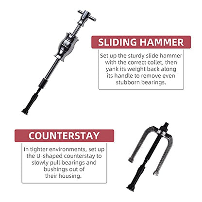 16PCS Blind Hole Pilot Bearing Internal Extractor Puller W/Slide Hammer Removal Tool Kit