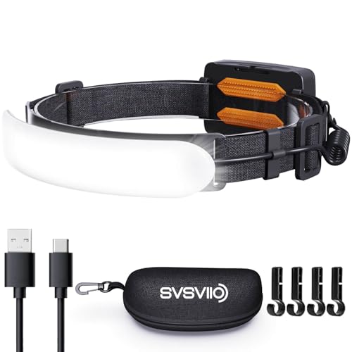 svsviio Rechargeable Headlamp PRO,5000mAh 1500 Lumen Super Bright 230°Beam LED Head Lamp,Headlights for Forehead,3 Modes,IPX6 Headlamps for Adults Camping/Hiking/Hard Hat/Mechanic - size: 5000mAh