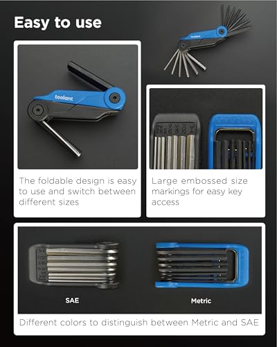 Kraftek toolant 14PCS Folding Allen Wrenches Sets, Metric Allen Key Set 2mm- 6mm, SAE Hex Key Set 5/64”- 1/4", CRV Steel EDC Tool for Bike Repair & Home,Compact Foldable Hex Key Set for Men - size: 14PCS（Folding ）