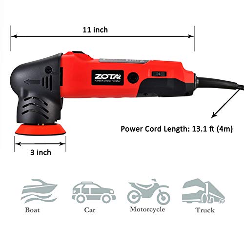 ZOTA Orbital Polisher - 3" Dual Action Mini Polisher Kit with 13.1 ft Cord for Car Detailing
