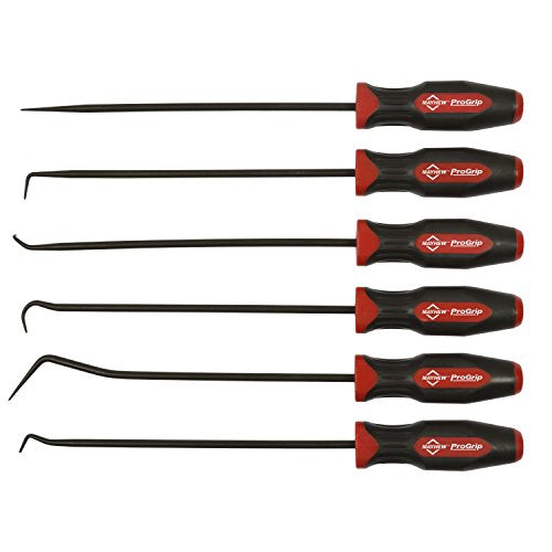 Mayhew Tools 13095 ProGrip 6-Piece Long Pick Set, Black Oxide Finish - size: 6 Piece Set, style: Long Pick Set