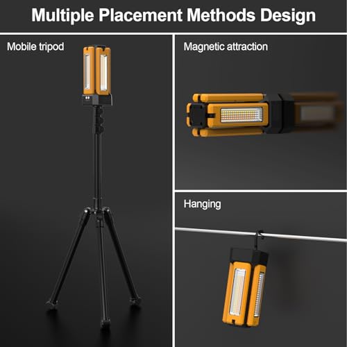 13200mAh Rechargeable Solar Work Light with Folding Stand and Carrying Bag, AODOO 8000 Lumen Stepless Dimmable , White/Warm/Nature White/RED(SOS) with Detachable Tripod (Orange(Remote)) - color: Orange(Remote)