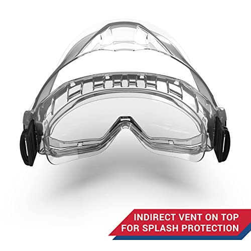 Eagle Eyes Anti-Fog Scratch-Resistant Safety Goggles with Face Shield - 99.9% UV Rays Protection - Universal Fit Lightweight Eyewear (Clear) - color: Clear