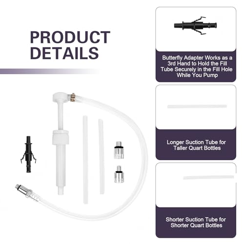1 Set Transmission Fluid Pump Kit, 8cc Push-type Oil Transfer Pump, Anti-Clog Fluid Pump Automotive with 3/8" Swivel and 8mm 10mm Adapters for Oil WaterUniversal for Most Cars (White)