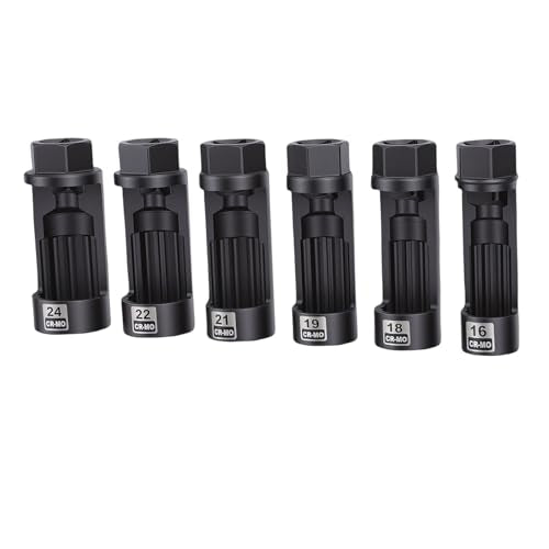 Pissente 6Pcs CRMO Strut Nut Socket Set 16mm 18mm 19mm 21mm 22mm 24mm Shock Absorber Removal Tool Kit with Storage Case for Suspension Strut Nuts