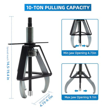 BESTOOL 3 Jaw Gear Puller,10 Ton Pulley Puller Tool, Removal Tool for Gears, Pulley and Flywheel - size: 3Jaw 10 Ton