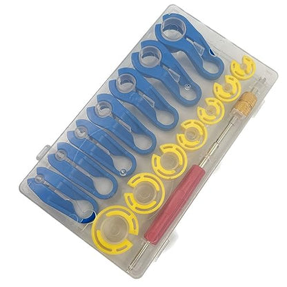KIRO&SEEU 16PCS Car AC Fuel Line Disconnect Removal Tool Set with Storage Box, Valve Core Remover Tool Kit for 1/4 5/16 3/8 1/2 5/8 3/4 7/8 Inch Master Quick Disconnect Tool Kit