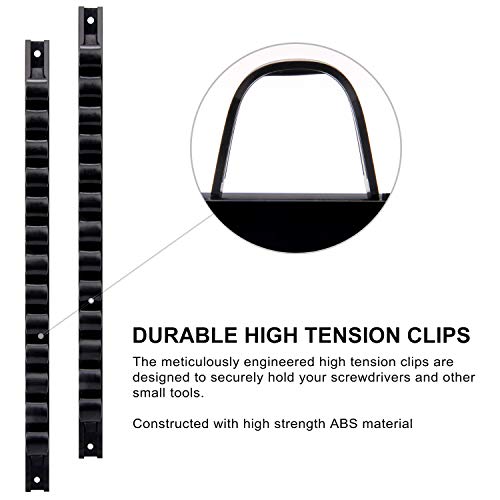 CASOMAN 6 Piece Screwdriver Organizer and Wrench Organizer, Hand Tool Holder, Plastic Rail Wrench Hanger with Clips - size: 6pcs