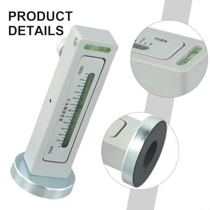 Four-Wheel Positioning Level Camber Caster Gauge Adjustable -5 to 5 Degrees Aluminum Alloy Magnetic Disc Brake Attachment for Car Truck Alignment White 1 Pack