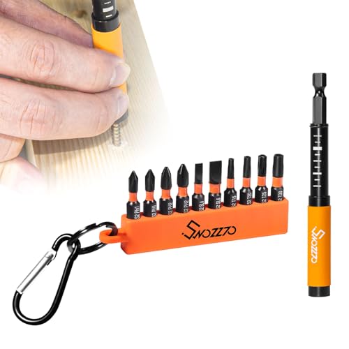 10PCS Commonly Used Screwdriver Bit Set,S2 Steel Magnetic Impact Bit | 1/4" Hex Shank Magnetic Drive Guide(Length:3.15"),Screwdriver Bit Set with 10-Hole Bit Holder and Storage Box - size: 10PCS bits + 1PC Drive Guide