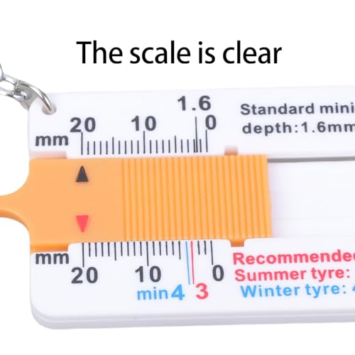 Pack of 4 Tire Treads Depth Gauges 0 to 20mm Easy Carry Keychains Measuring Tool Upgrades for Car Motorcycles Trucks